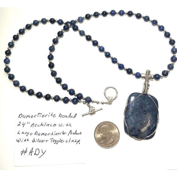 ADY# Striking Dumortierite & Silver 24” Necklace - Picture 9 of 9
